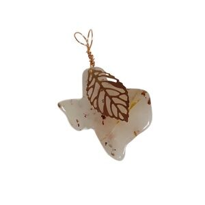 Spotted Agate Texas w/ Copper Leaf Necklace Pendant